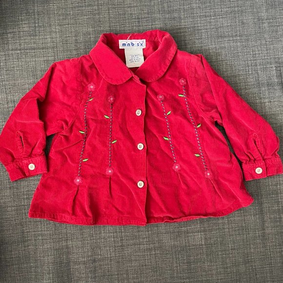 Minibasix Girls Corduroy Embroidered Shirt Size 24mo - Picture 1 of 5
